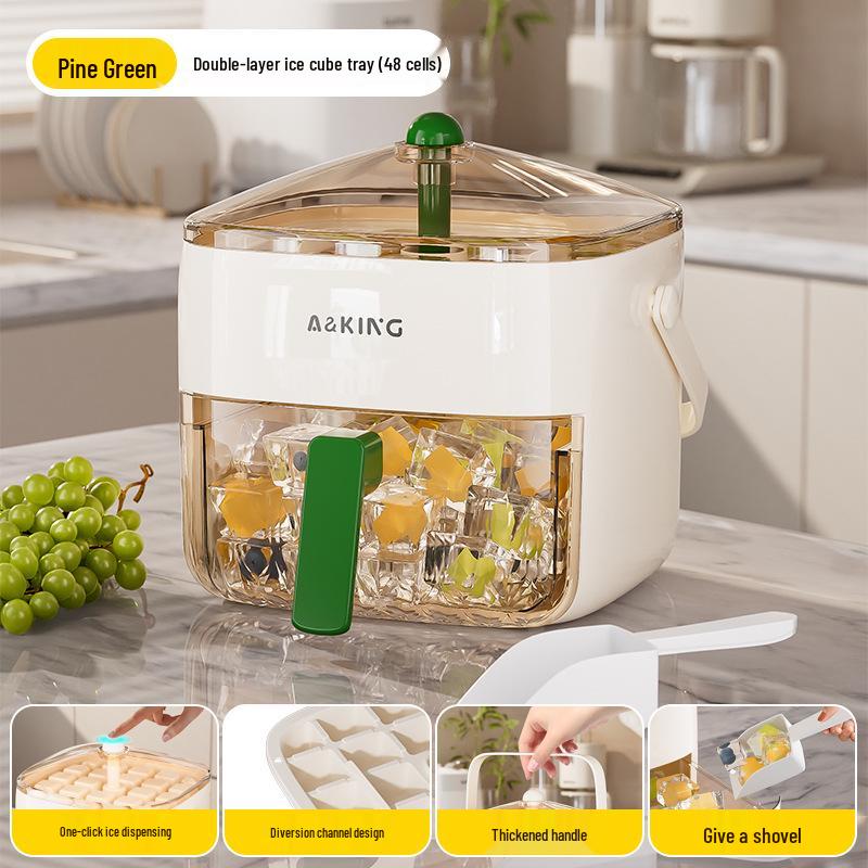 Food-Grade 2025 Press-Type Ice Cube Tray with Lid and Storage Box