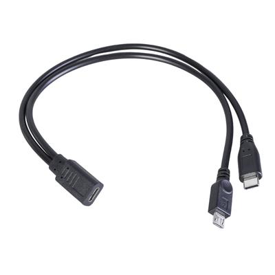 USB Typ C Buchse auf MicroUSB und Typ C Stecker Splitterkabel zum gleichzeitigen Laden von Geräten