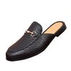 Fashion New Men Half Slippers Loafers Male Casual Woven Pattern Black Brown White Mules Moccasins Breathable Driving Shoes