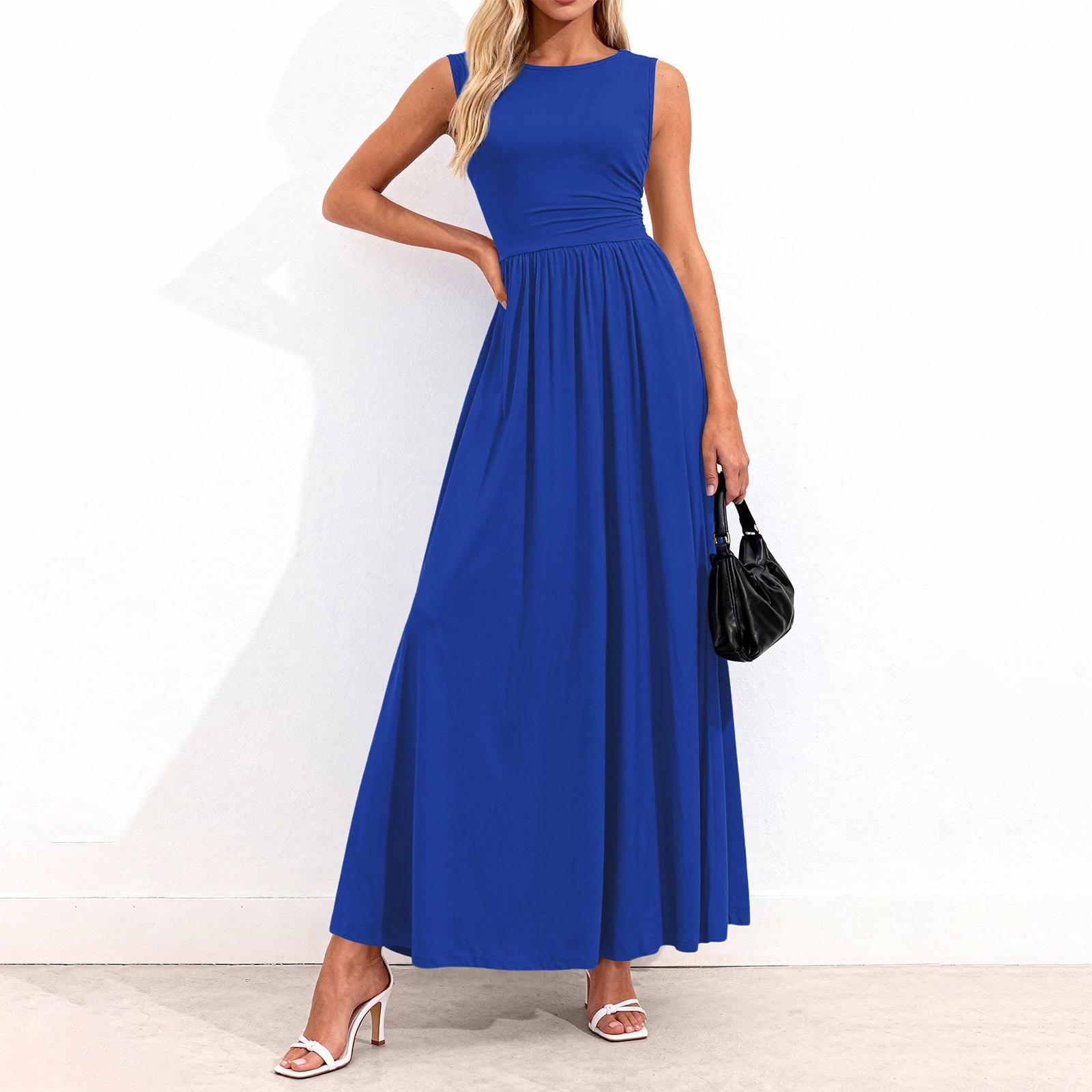 Women s Elegant And Stylish Pleated Sleeveless Dress L