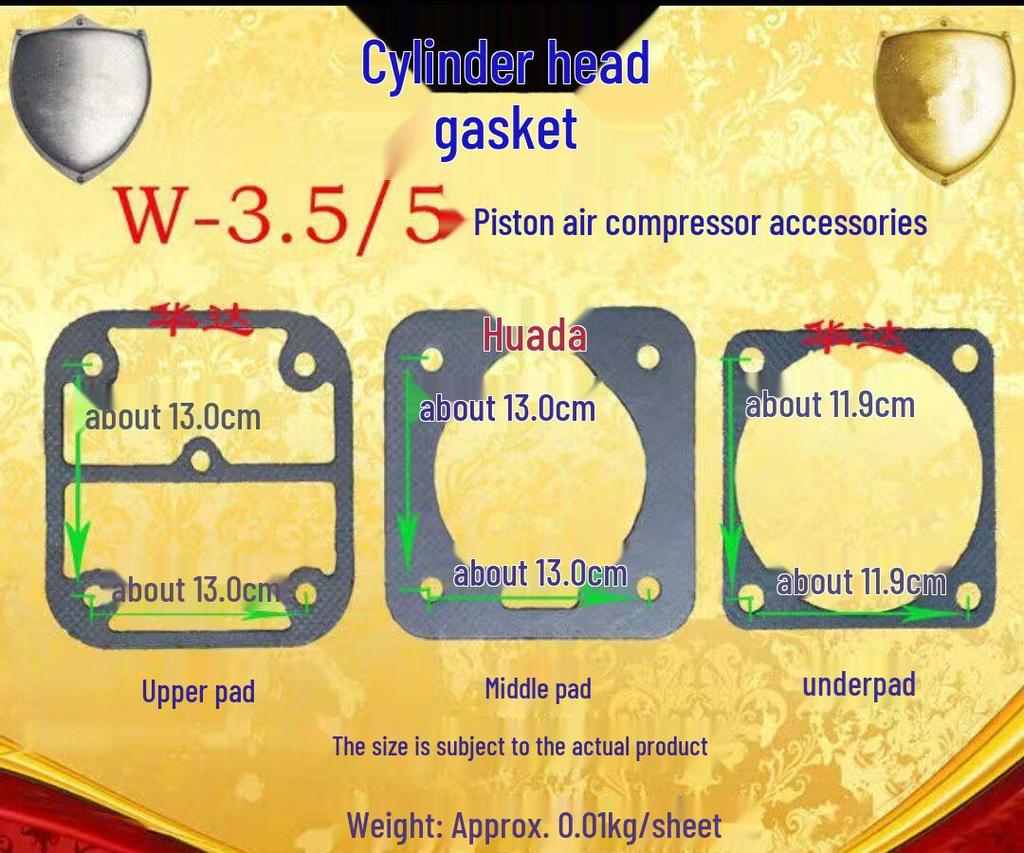 Air Compressor Head & Cylinder Seal Kit: Paper, Steel Wire, Asbestos Gaskets & 3P Air Rod Gasket