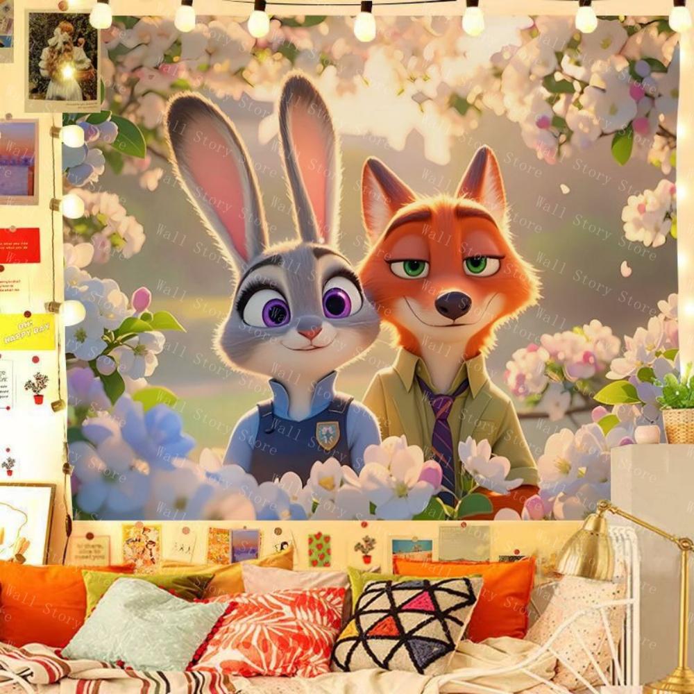 Zootopia Judnicks tessuto da appendere intorno a arazzi anime camera da letto Tessuto per arazzi decorazione murale arazzi