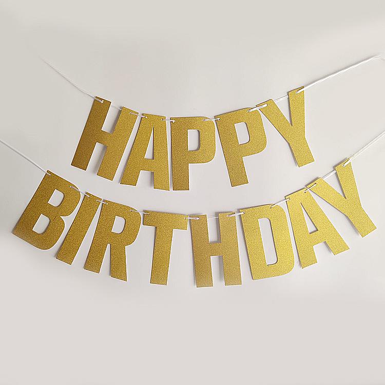 Colorful Silver Glitter Happy Birthday Banner for Kids' Party Decorations