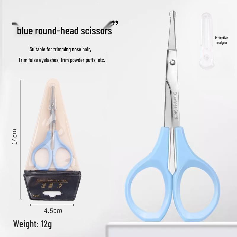 Beauty Scissors Set: Curved Eyebrow, False Eyelash, Nose Hair Trimming & Tattooing Scissors with Pointed Tips for Makeup Artists.