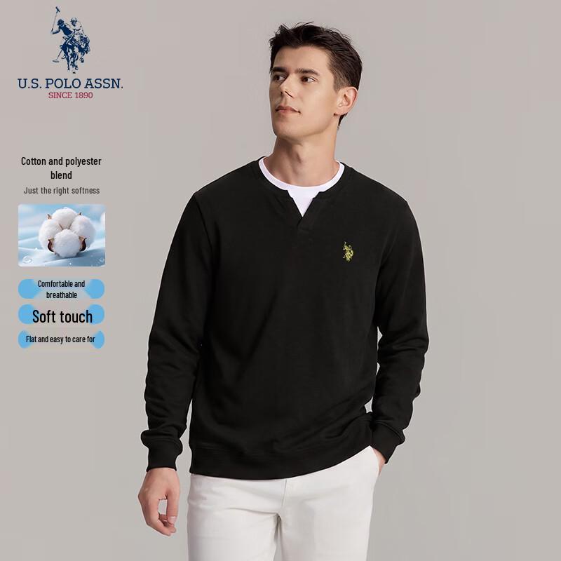 U.S. POLO ASSN. Men's Faux Layered V-Neck Long Sleeve Top