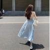 Seaside beach vacation dopamine suspender dress women's summer one-word shoulder waist halter skirt strap a-word skirt