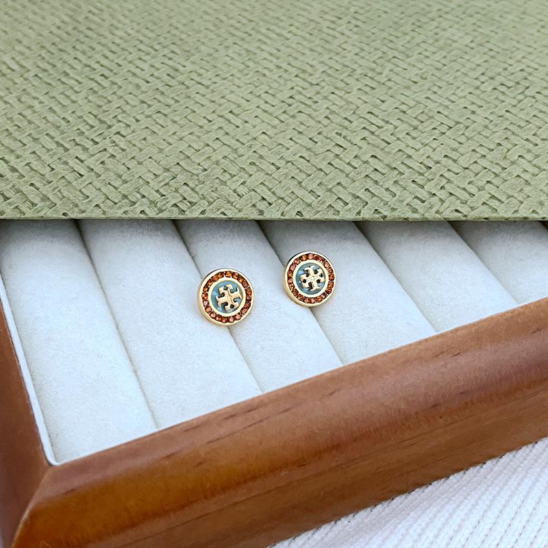 

Exquisite Minimalist Enamel Rhinestone Round Stud Earrings