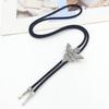 Stylish Western Braided Rope Bolo Tie with Death Skull Moth Motif for Music Festival Punk Adjustable Necktie Necklace