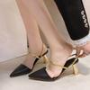 Fashion 2025 New Summer Women's Fashion Pointed Sandals Elegant Temperament High Heeled Comfortable Color Blocked Slip On Half Slippers