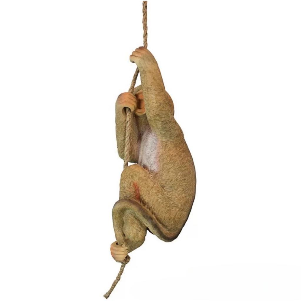 Resin Hanging Monkey with Rope Showpiece for Home Decor - Brown