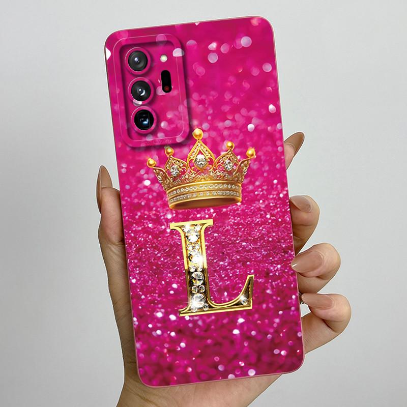 Case For Samsung Galaxy Note 20 Ultra Luxury Crown Letter Liquid Silicone Back Cover Soft Funda For Samsung Note20 20Ultra Coque