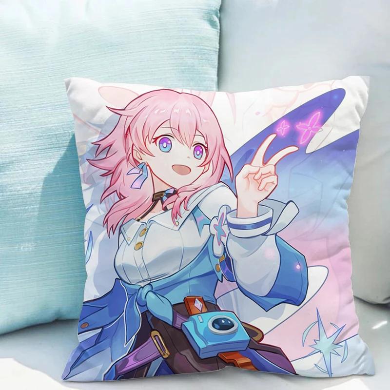 Honkai Star Rail X Cushions Covers Double-sided Printing Cushion Cover X Short Plush Decoration Living Room Car Sofa