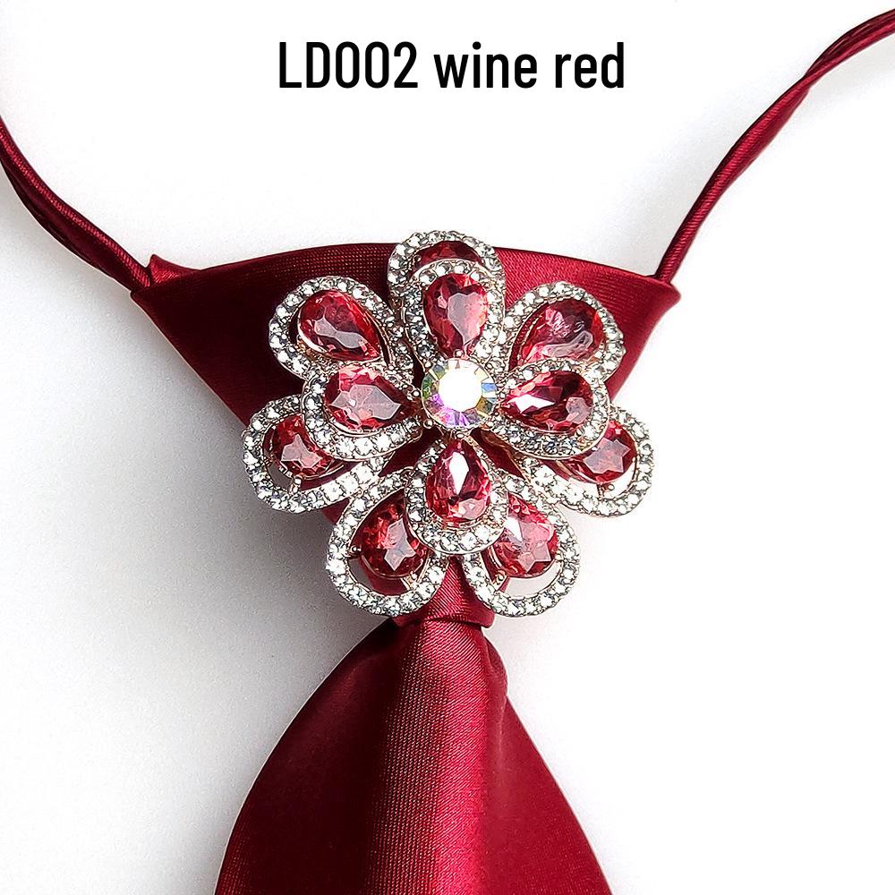 Japanese Style Women's Rhinestone Bow Tie Collar for Shirts