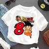 Dragon Ball Goku T-shirt for Children Birthday Figure Tee Top White Clothing Fashion Base Round Neck Cartoon Clothes Kids Gift