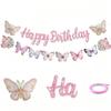 Butterfly Bowknot Flower Butterfly Garland Cartoon Wall Hanging Banner  Baby Shower Supplies