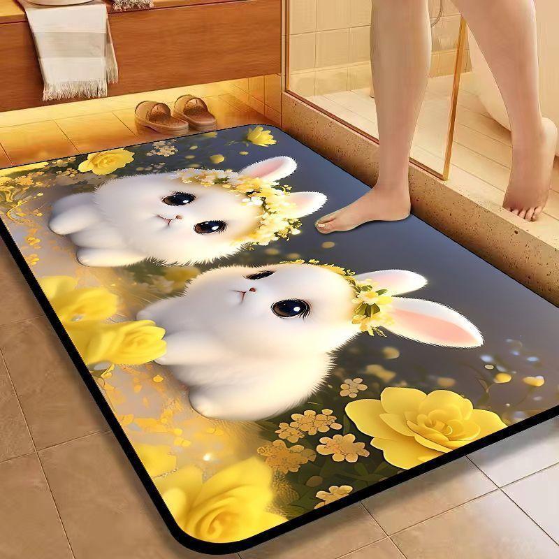 Diatom Mud Suction Mat Cartoon Cute Puppy Bathroom Floor Mat Toilet Toilet Door Non-slip Door Mat Quick Drying Mat