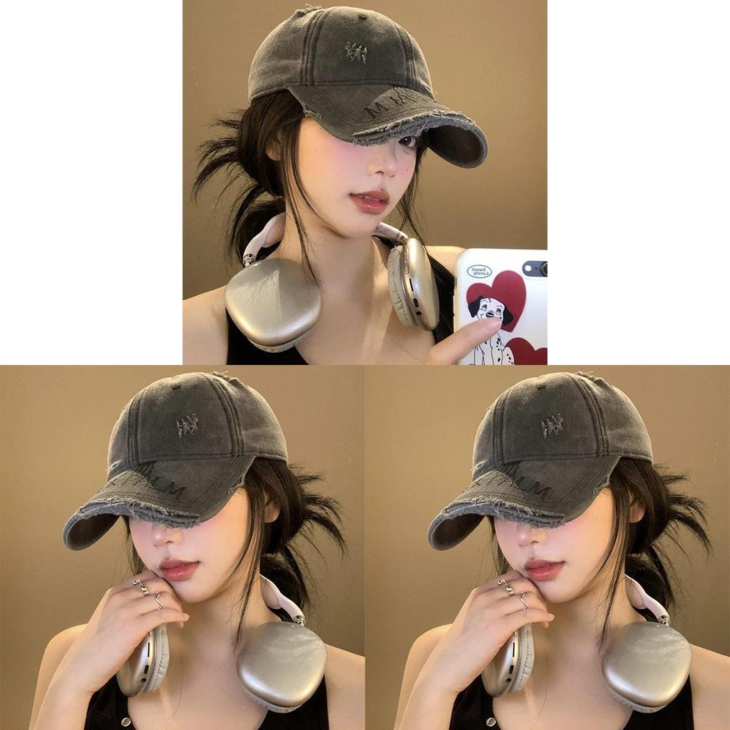 Denim Baseball Cap Men Women Vintage Distressed Wide Brim Sun Hat Casual Summer Accessory