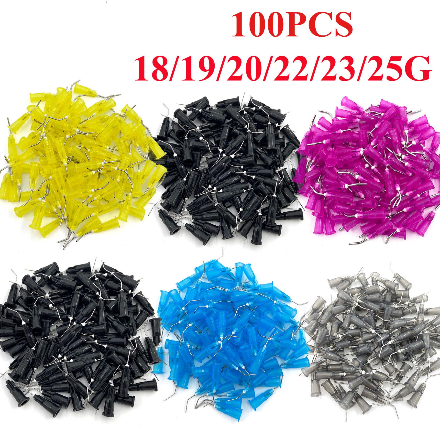 Binchi Health Electronics Pink/Black/Yellow 100Pcs Wellck Pre Bent Dental Tip Etchant Resin Flow Composite Needle Dentistry Endoneedles