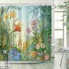 Floral Creative Shower Curtain - Natural Plant Scenery & Sunlight Pattern, Colorful Garden Design, Polyester Bathroom Decor