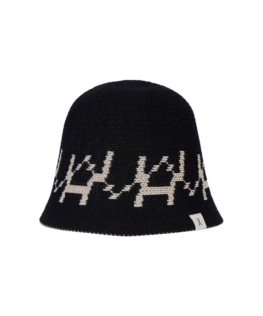 Bajal Va Digital Logo Jacquard Summer Bucket Hat Black