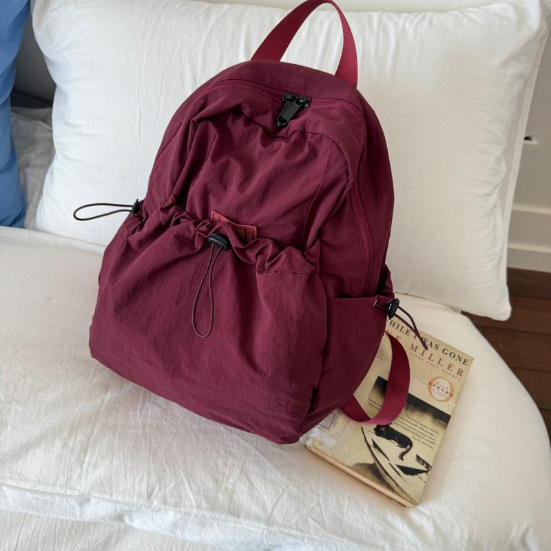 

Модный рюкзак на шнурке Новый вместительный рюкзак для поездок на работу и отдыха плиссированный студенческий школьный рюкзак красный