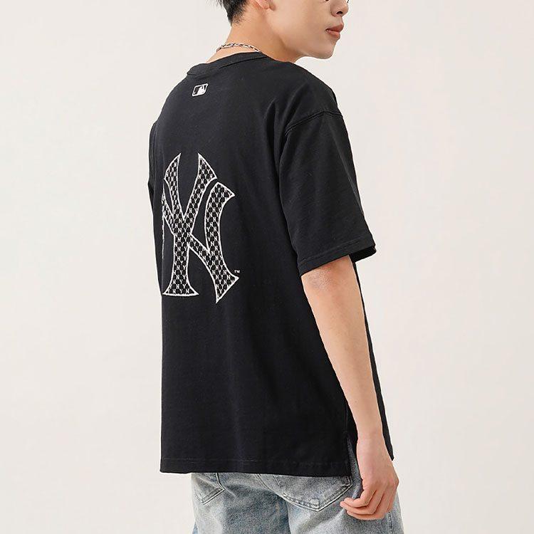 MLB Old Flower T Shirts Unisex Black Crew Neck Moderate Straight Fit 3ATSM2023-50BKS