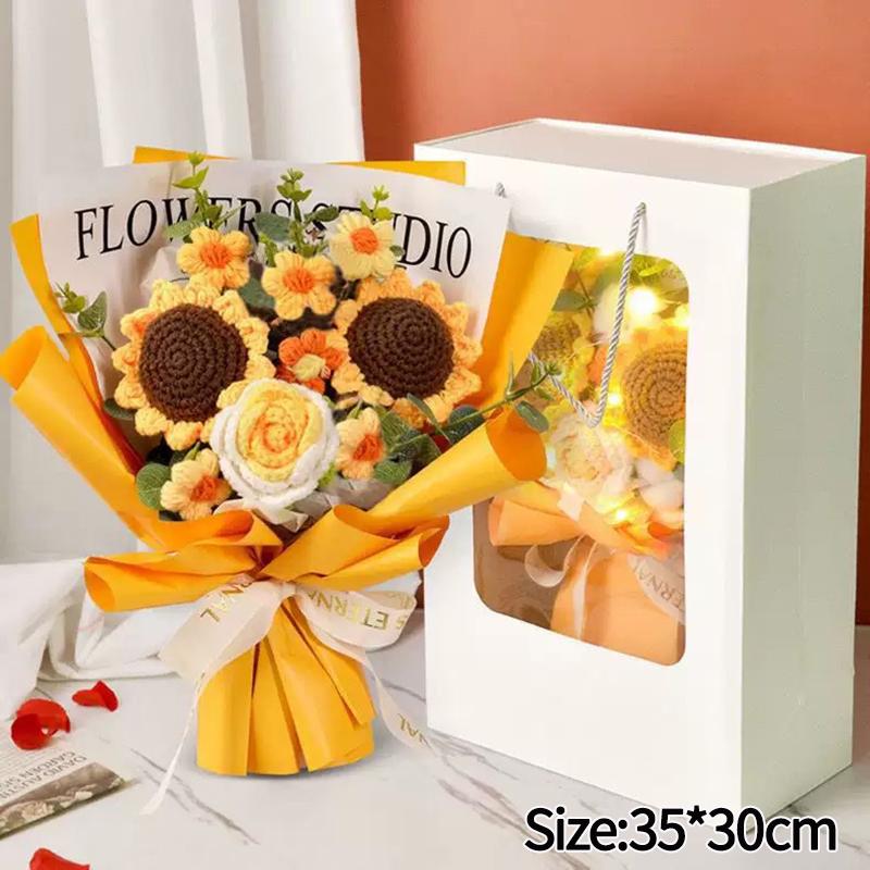 Artificial Flower Crochet Bouquet Eternal Flowers Valentine's Day Graduation Bouquet Wedding Guest Gift New Year Bouquet Flowers