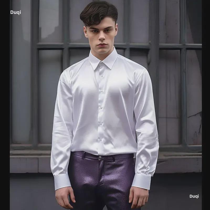 Cămașă de modă strălucitoare cu mânecă lungă pentru bărbați pentru toamnă/iarnă - ținute casual pentru club de noapte 2023