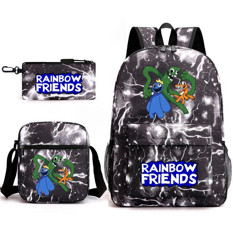 Rainbow Friends Surrounding Backpack Elementary School Student Starry Sky School Bag Three-piece Set