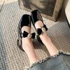 2025 Squared Heel Women High Heels Single Shoes Glitter Genuine  Top Quality Fashion Round Toe All Match Cute Beautiful Pumps
