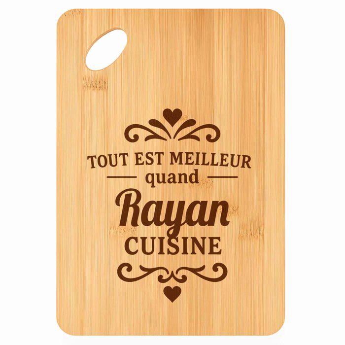 Planche à découper - PLANETEE - Meilleur quand Rayan Cuisine - Bambou - Gravée - 30x20x1 cm