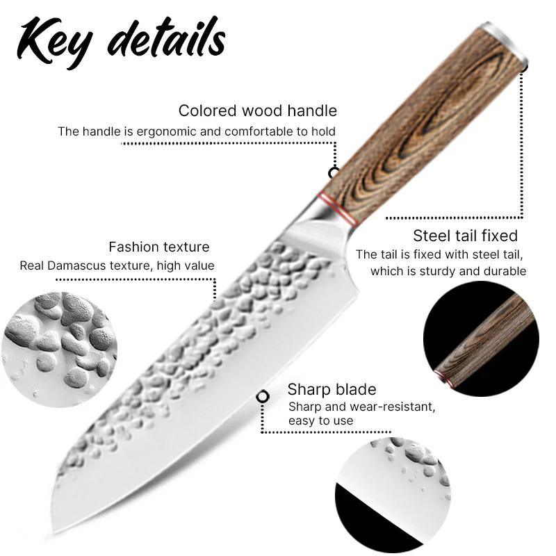 New Stainless Steel Forged Knife Santoku Knife Kitchen Boning Knife Household Vegetable Fruit Knife Professional Butcher's Knife