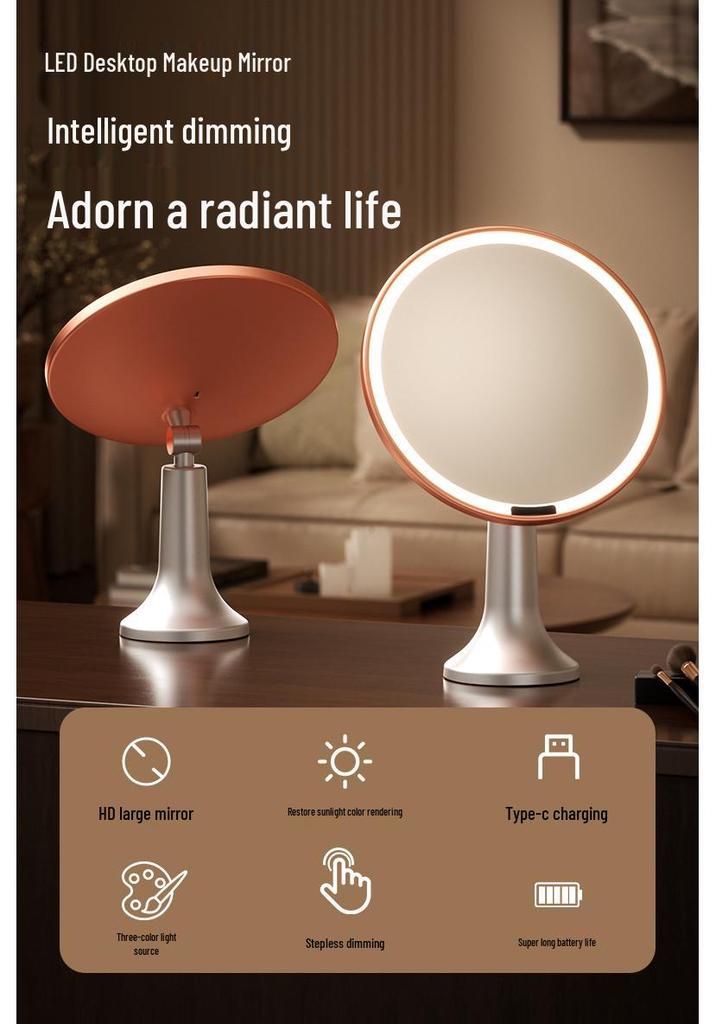Smart LED Desktop Makeup Mirror with Light - Internet Celebrity Style