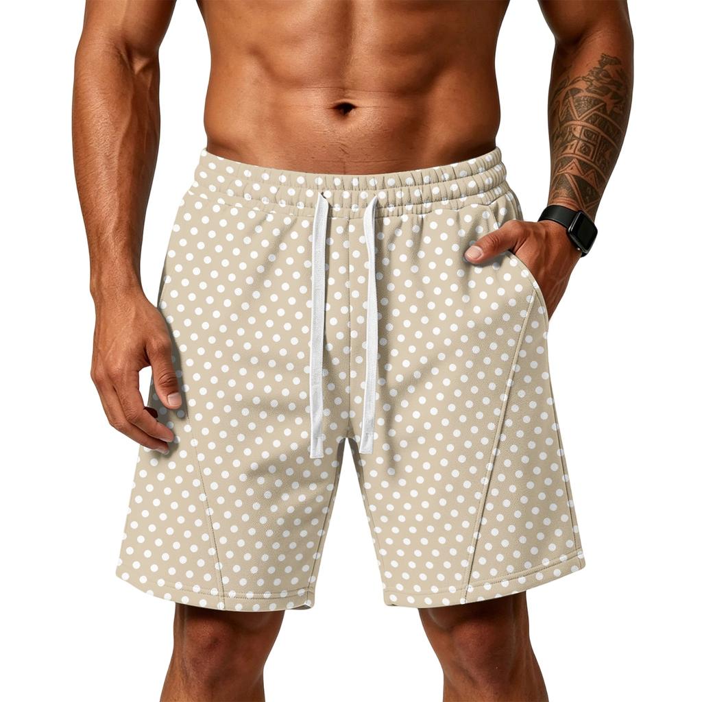 Men's Loose Fit Polka Dot Athletic Shorts with Pockets Elastic Waistband Drawstring for Training Gym Beach Casual Wear
