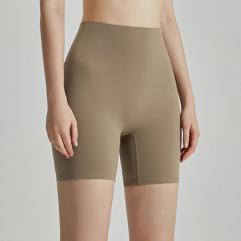 High-Waist Nude Yoga Shorts - Hip-Lifting, Tummy-Control, Free Size Lycra Sportswear
