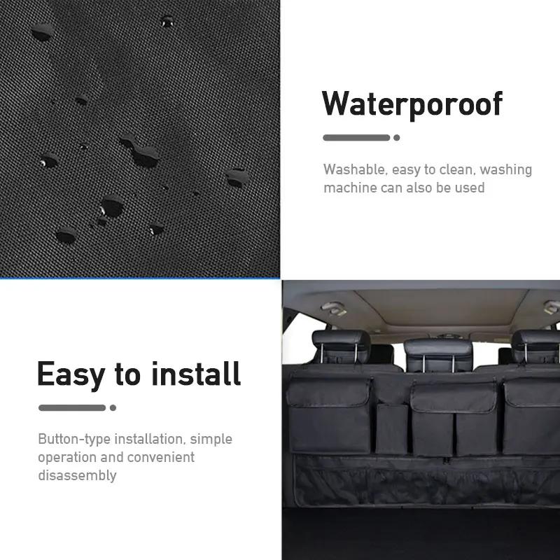 Car Trunk Storage Bag 10-Pocket Oxford Cloth Seat Back Organizer with Zipper Mesh Universal for Suv Sedan Hatchback Trunk Bag