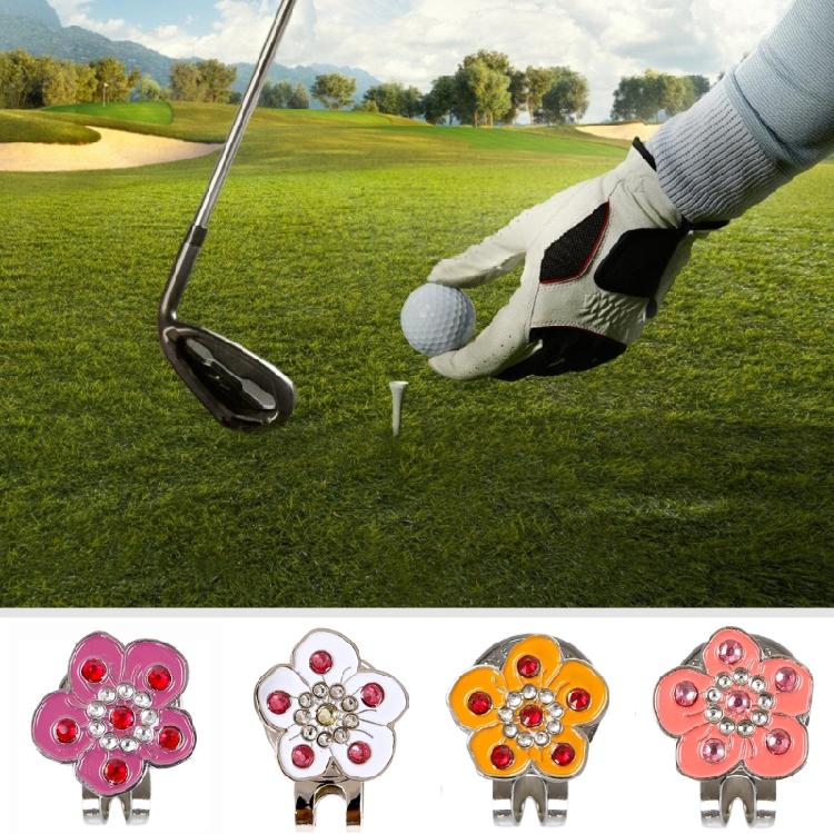 Metal Magnetic Hat Clip with Golfball Marker Rhinestones Flower Pattern Golfball Marker Caps Clips Gifts for Women Men
