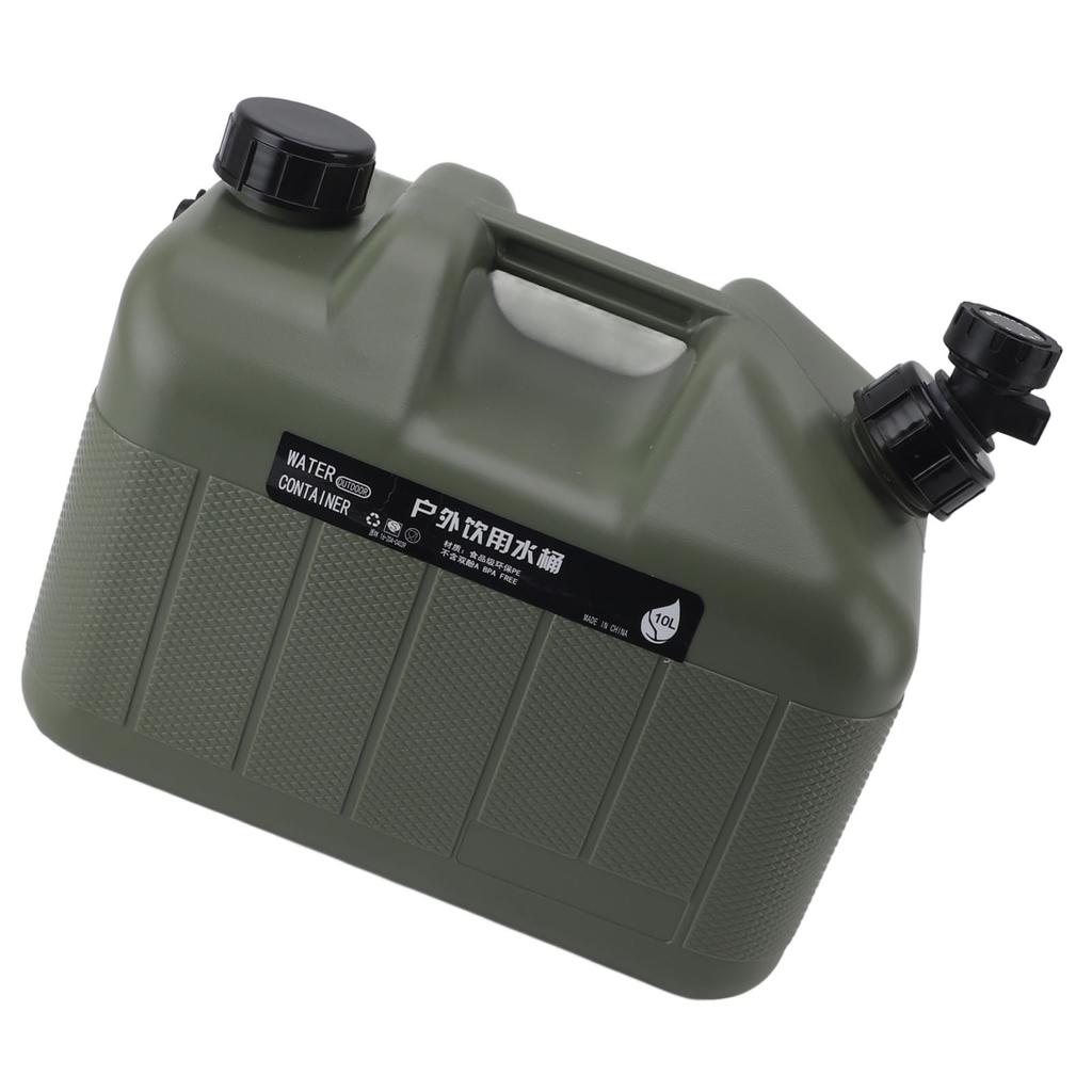 Camping Water Container 10L Large Capacity Square Green Car Water Storage Carrier Jug with Faucet