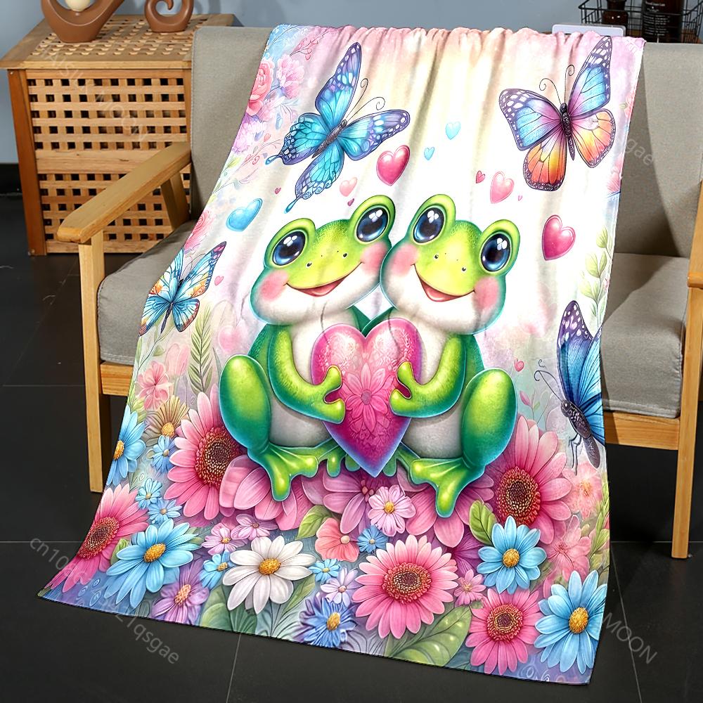Two Frogs Love Dream  Print Blanket Warm Soft Luxury Gifts for Children Adults Suitable for Home Sofa Bed Travel Camping