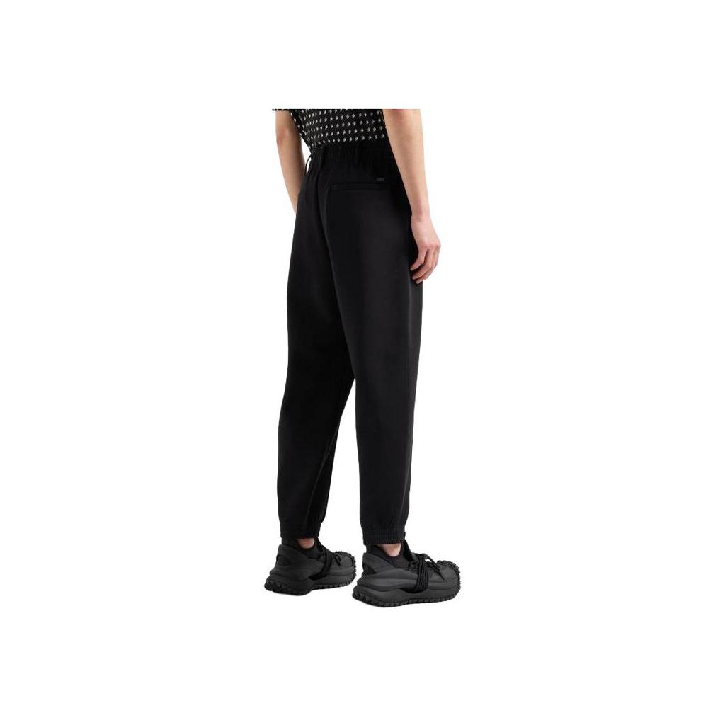 Emporio Armani Solid Color Mid-Rise Tapered Relaxed Pants Men Bottoms Black 3D1P75-1JHSZ-0999