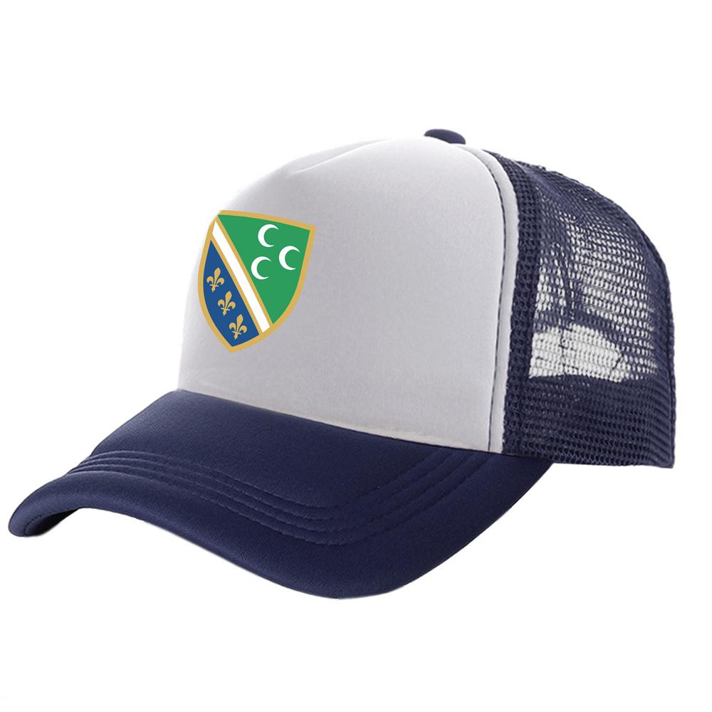 Bosniak National Flag In Sandzak Trucker Cap Summer Unisex Cool Bosnia Baseball Caps Unisex Mesh Net Hats
