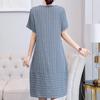 Sommer Gestreiftes Midikleid Frauen Casual Lose Kurzarm Plus Size Kleider Sommerkleidung Mit Taschen