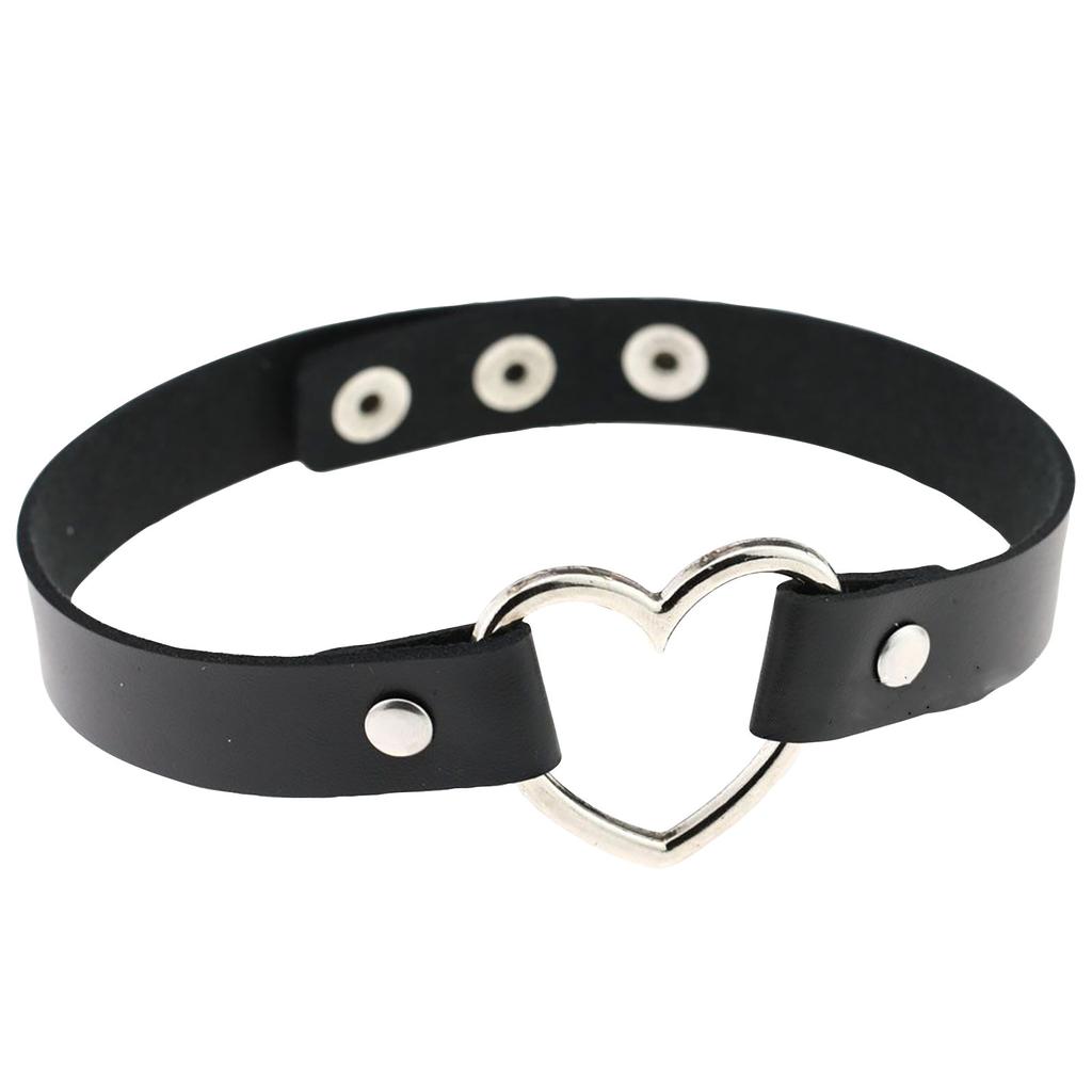 Punk Leather Neck Chain Collar Heart Love Jewelry Female Neck Clavicle Chain