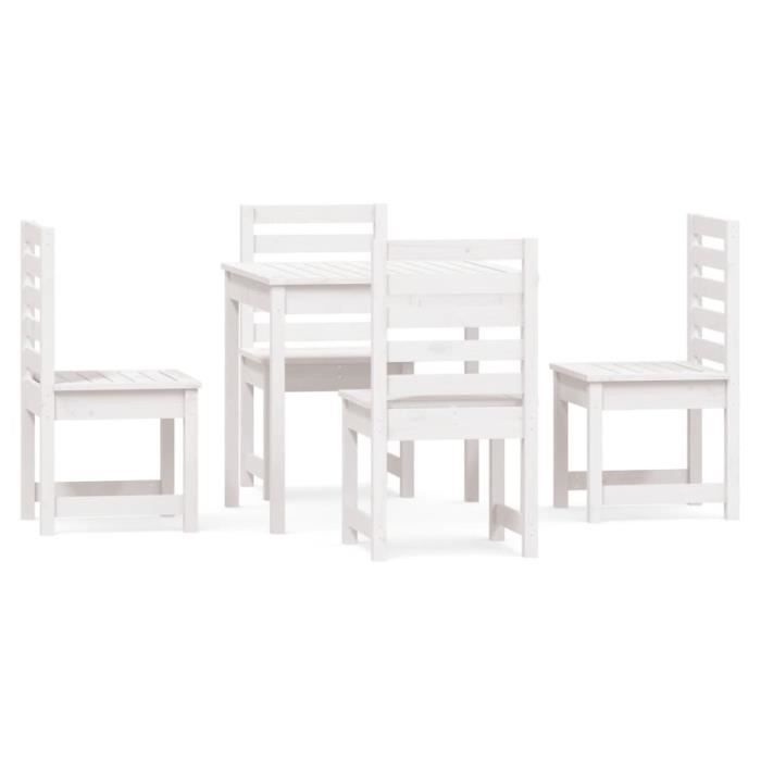 VidaXL Ensemble à dîner de jardin 5 pcs blanc bois massif de pin 3154678