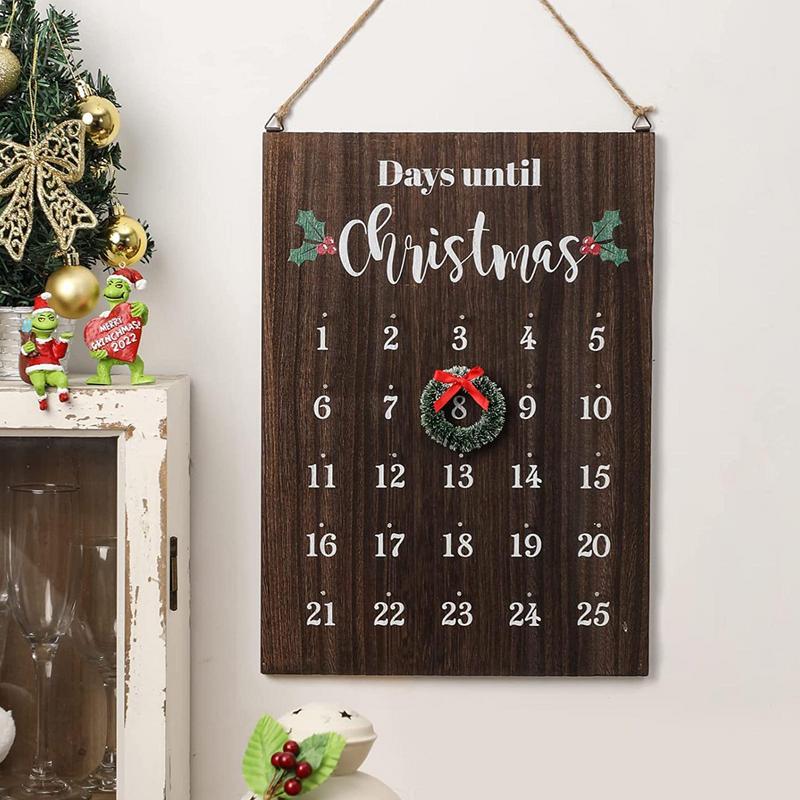 Christmas Countdown Wooden Sign Wall Count Down To Christmas Wooden Calendar Seasonal Vintage Elegance 25 Days Countdown Sign