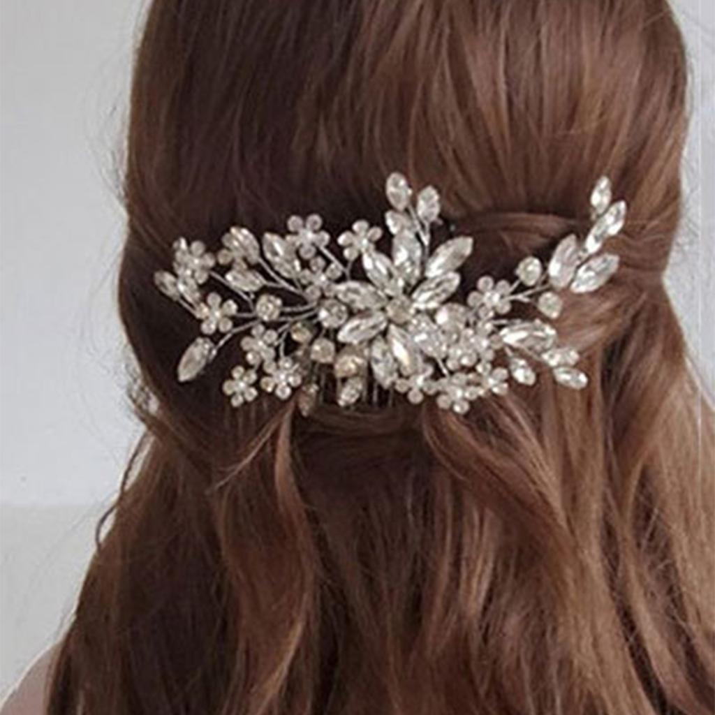 Braut Haarklammer mit Kamm Haarnadel Haaraccessoire mit funkelnden Strasssteinen und künstlichen Perlen für Hochzeitszeremonie