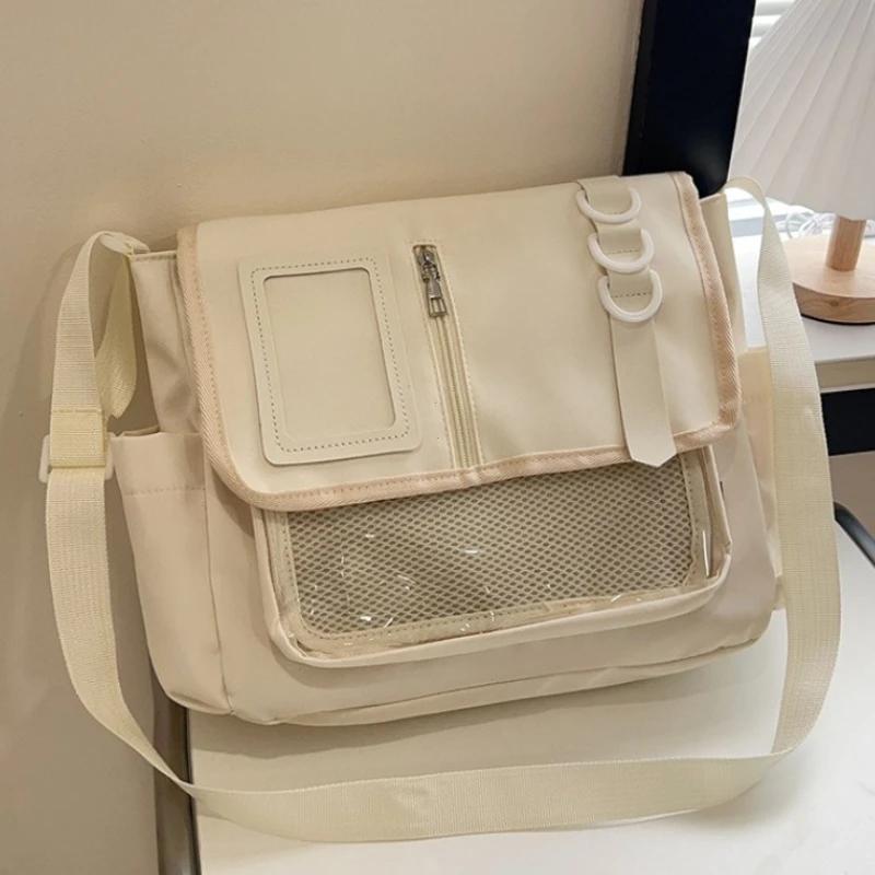 Bolsos Escolares Japoneses Harajuku Y2K para Niñas Nuevo Transparente Itabag Bolso Cruzado de Hombro Placa de Exhibición de Insignias DIY Bolsa Ita