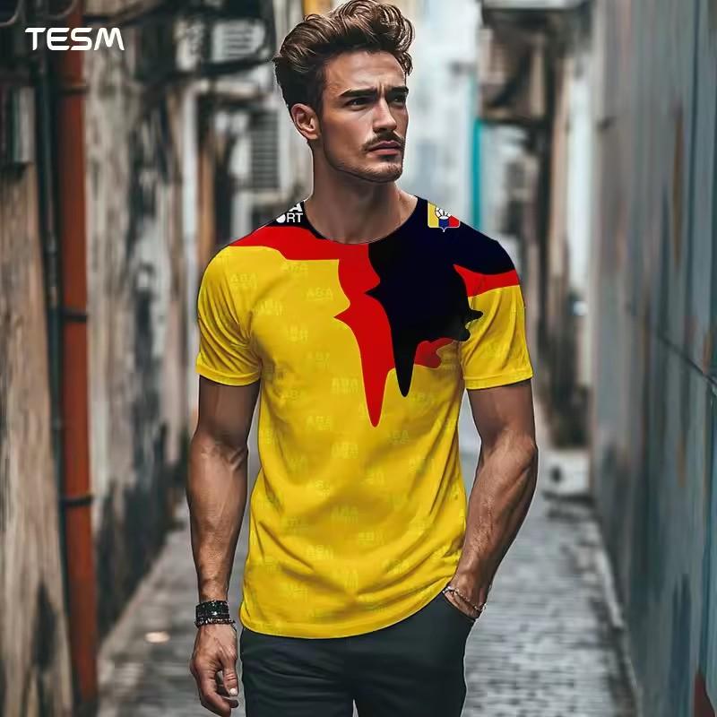 

Summer Men s T Shirt Casual Round Neck Loose Tops Fashion Color Contrast Print T Shirt for Men Funny 3D Tee Street Trend Clothes 6XL