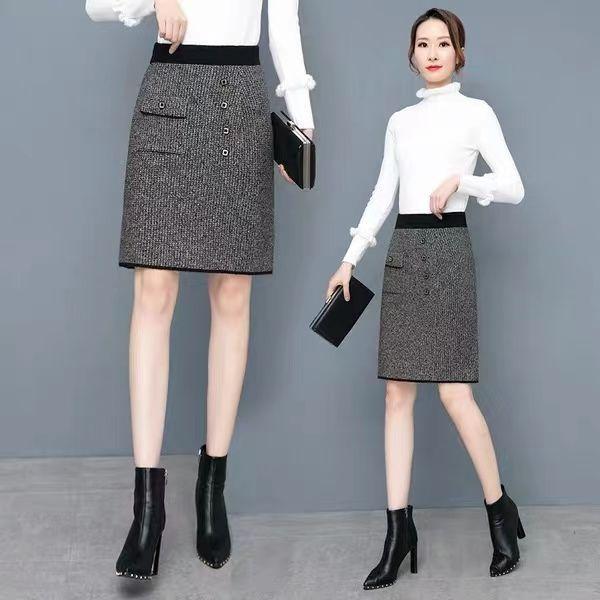 

Трикотажная юбка миди средней длины с высокой талией, утягивающая, универсальная, короткая, с бахромой, юбка 3XL