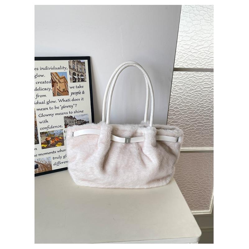 Winter Limited Edition Design Fluffy Tote Bag for Commuting, Single-shoulder Handbag